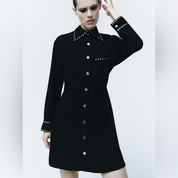 Studded black shirt dress - Picture 2 of 2